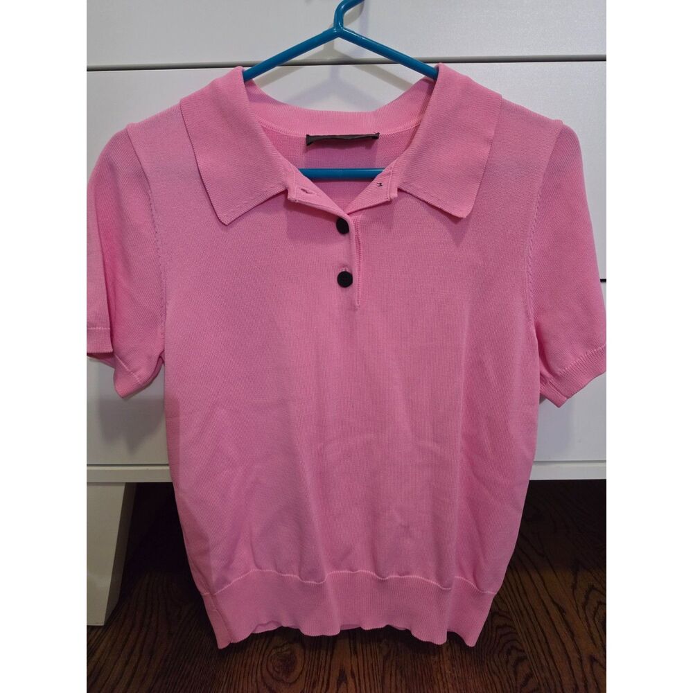 Zara Pink Knit Polo Size Size Small